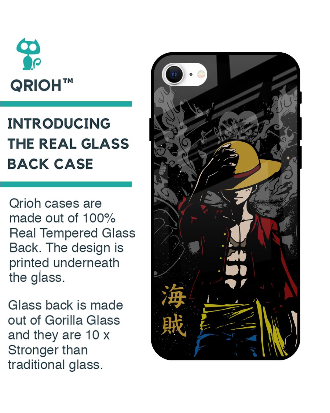 Shop Dark Luffy Premium Glass Case for iPhone SE 2022 (Shock Proof, Scratch Resistant)-Back