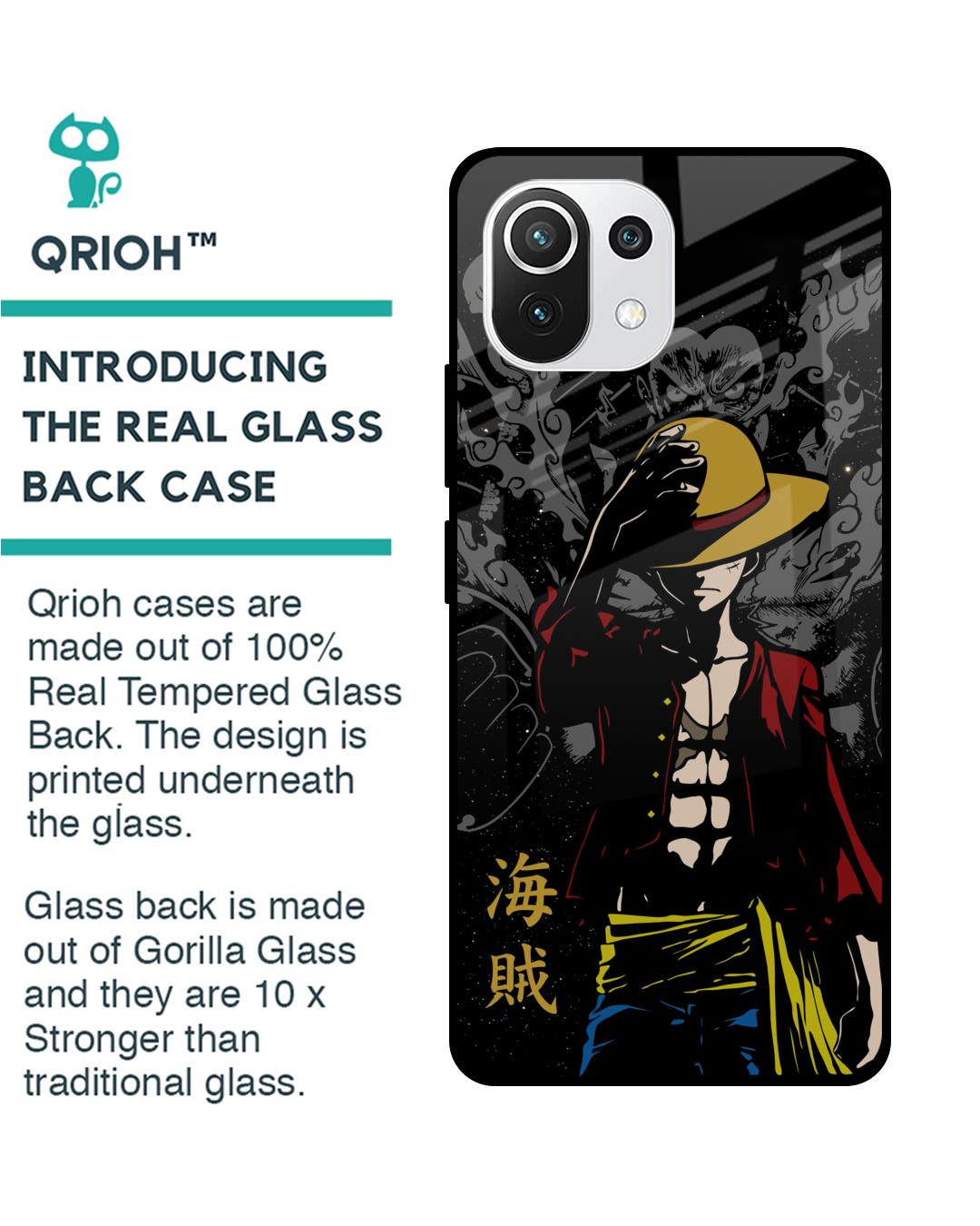 Shop Dark Luffy Premium Glass Case for Mi 11 Lite NE 5G (Shock Proof,Scratch Resistant)-Back