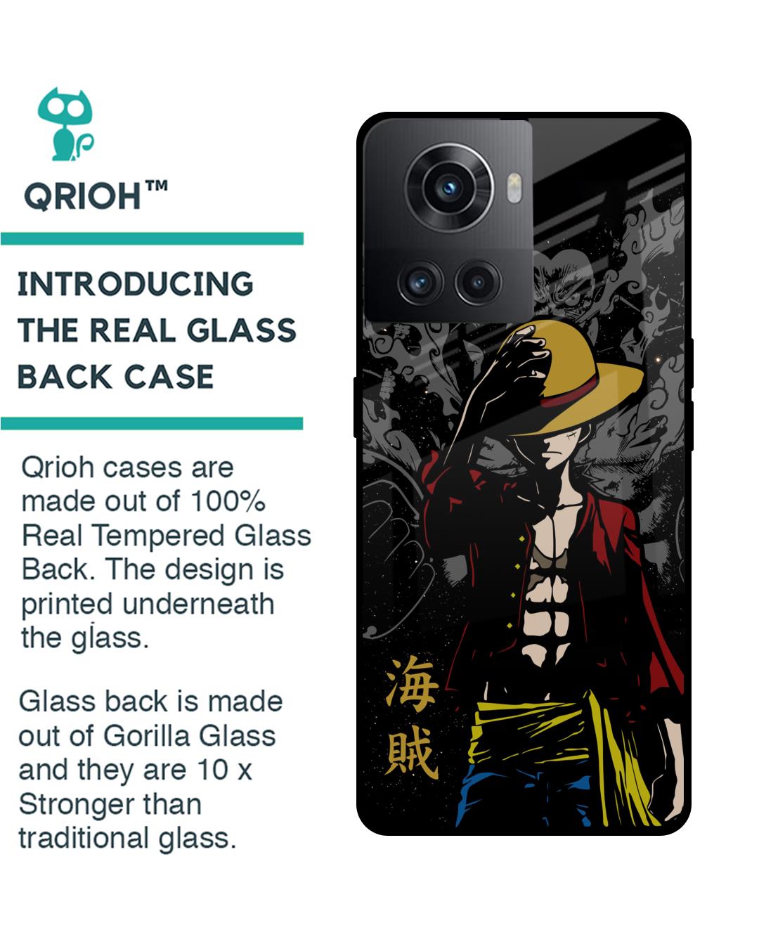 Shop Dark Luffy Premium Glass Case for Oneplus 10R 5G (Shock Proof,Scratch Resistant)-Back