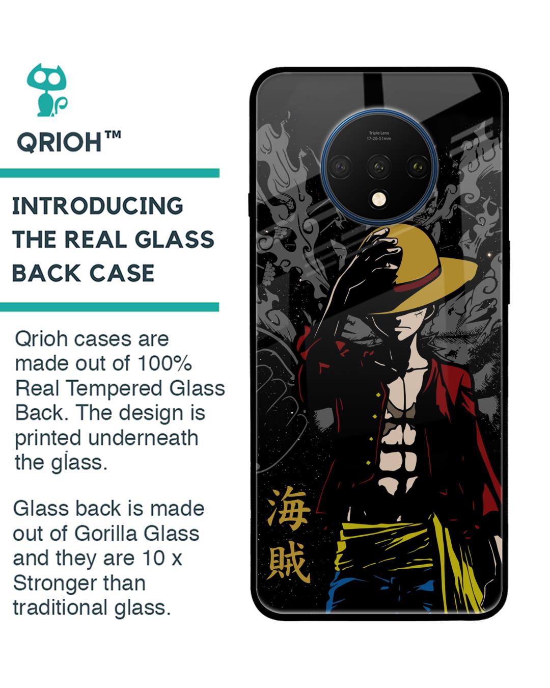 Shop Dark Luffy Premium Glass Case for OnePlus 7T (Shock Proof,Scratch Resistant)-Back