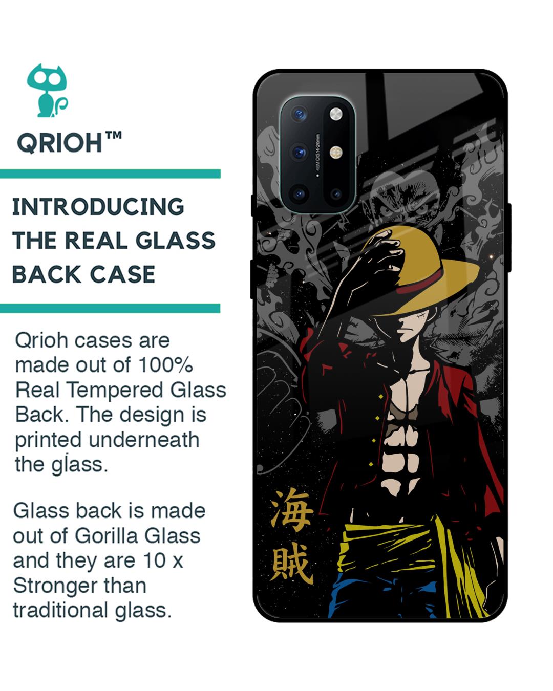 Shop Dark Luffy Premium Glass Case for OnePlus 8T (Shock Proof,Scratch Resistant)-Back