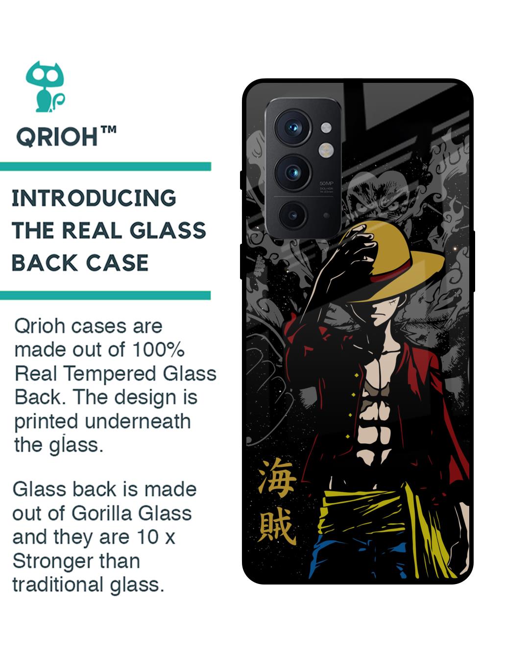 Shop Dark Luffy Premium Glass Case for OnePlus 9RT 5G (Shock Proof,Scratch Resistant)-Back