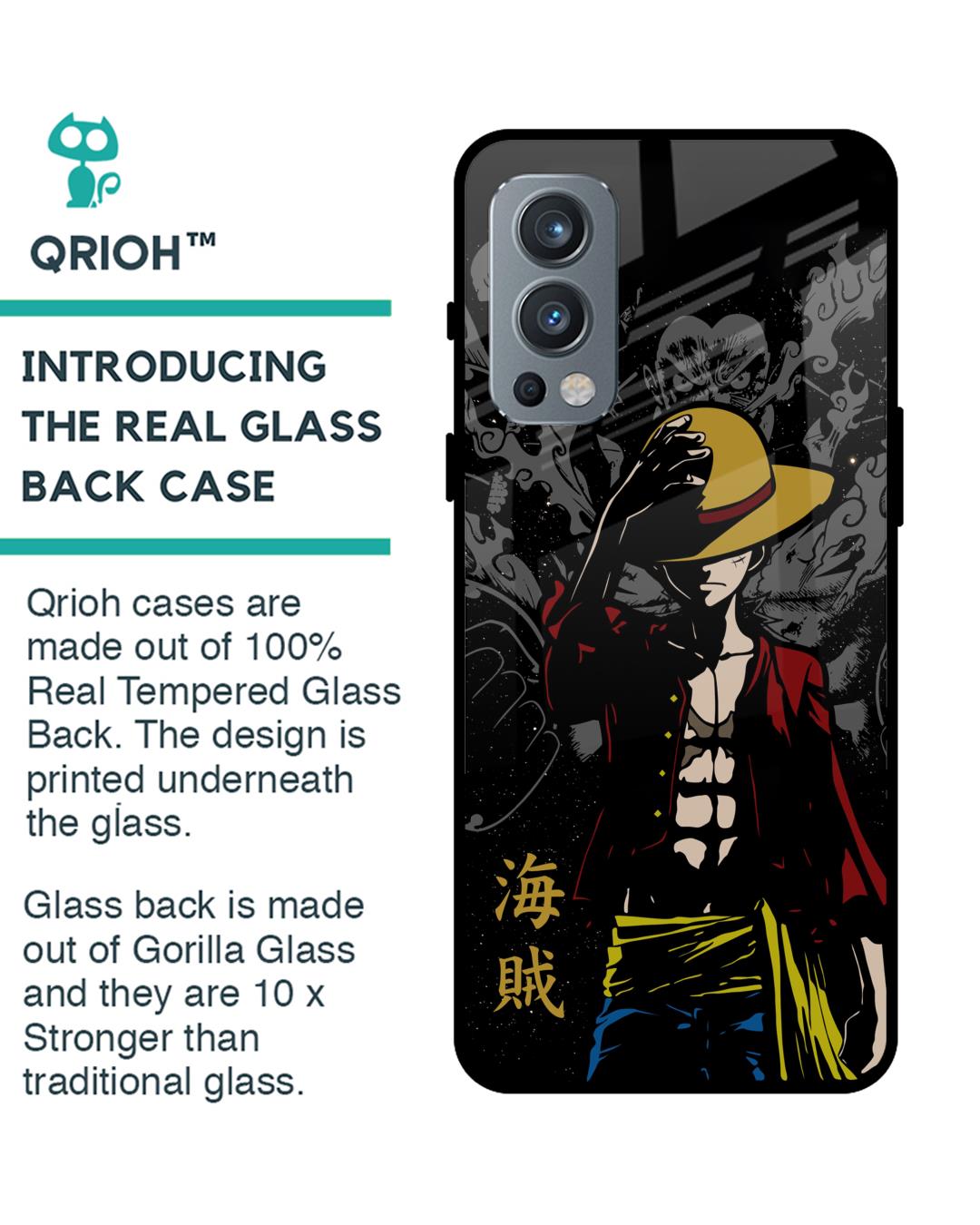Shop Dark Luffy Premium Glass Case for OnePlus Nord 2 5G (Shock Proof,Scratch Resistant)-Back