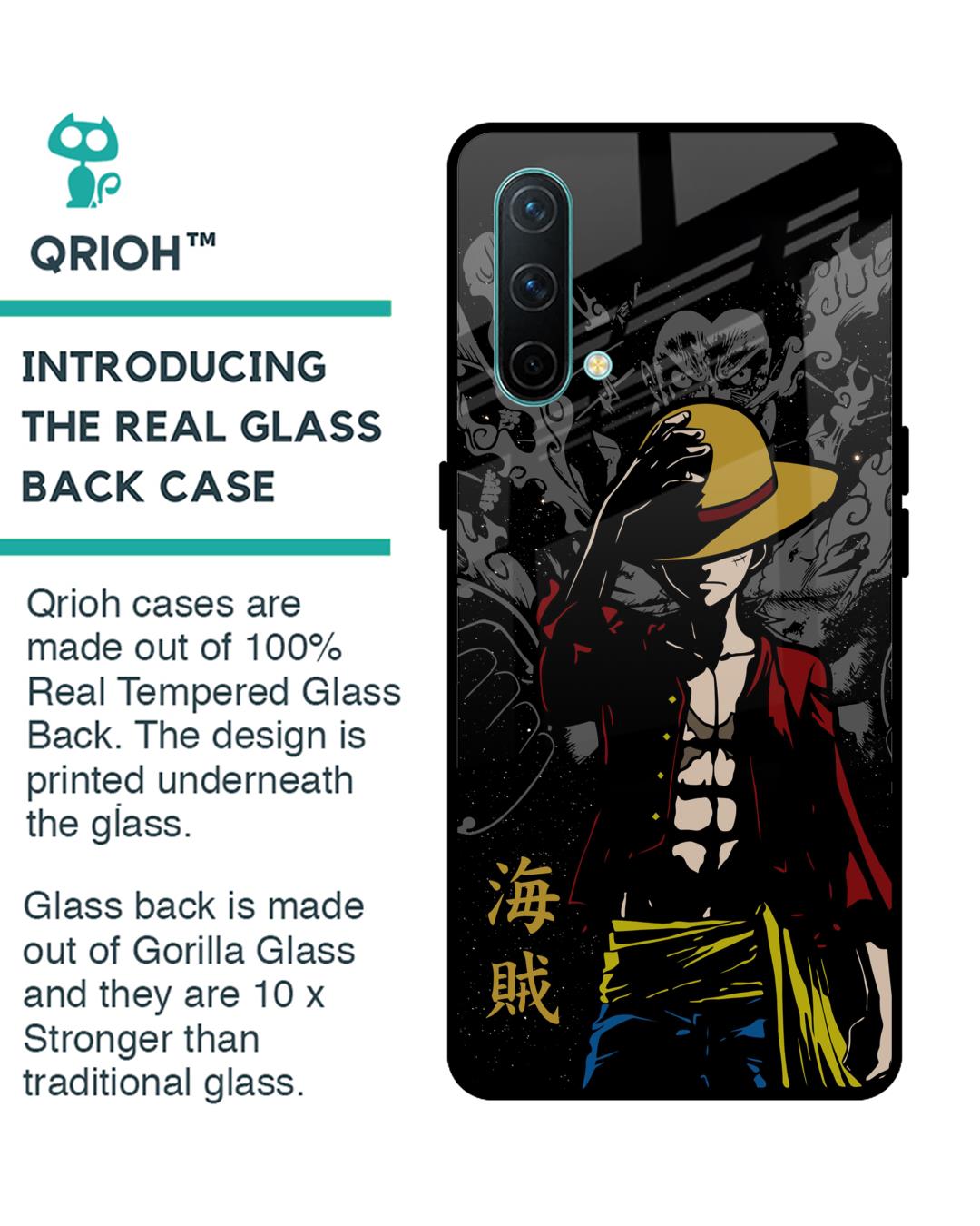 Shop Dark Luffy Premium Glass Case for OnePlus Nord CE 5G (Shock Proof,Scratch Resistant)-Back