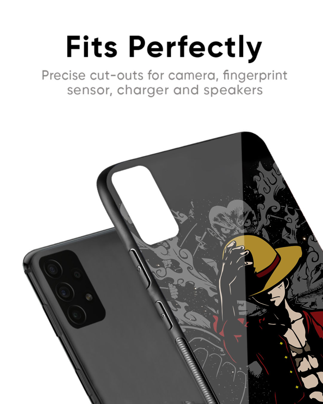 Shop Dark Luffy Premium Glass Case for Oppo Reno8T 5G (Shock Proof, Scratch Resistant)-Back