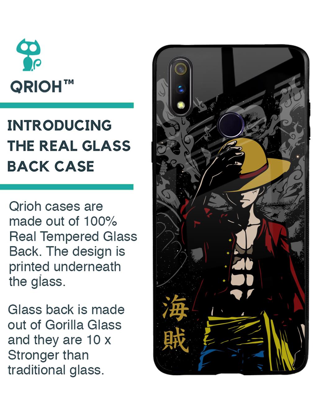 Shop Dark Luffy Premium Glass Case for Realme 3 Pro (Shock Proof, Scratch Resistant)-Back