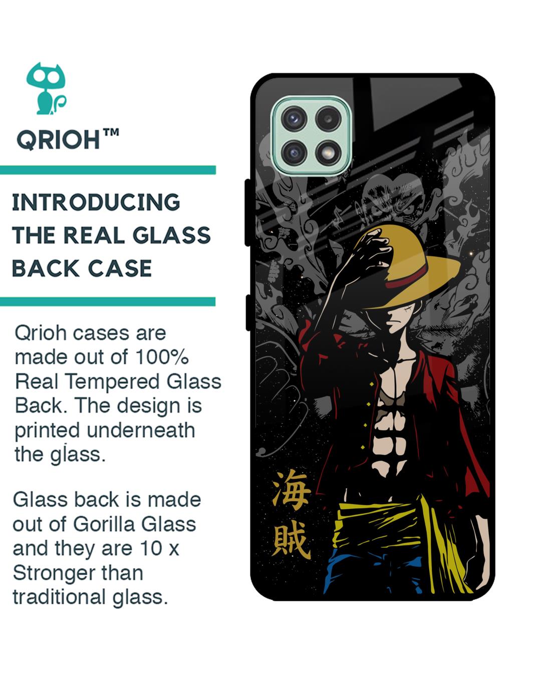 Shop Dark Luffy Premium Glass Case for Samsung Galaxy A22 5G (Shock Proof,Scratch Resistant)-Back