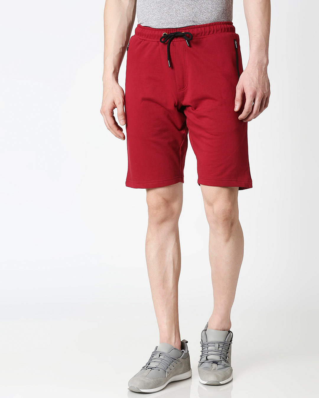 Shop Dark Maroon Zipper Shorts-Back