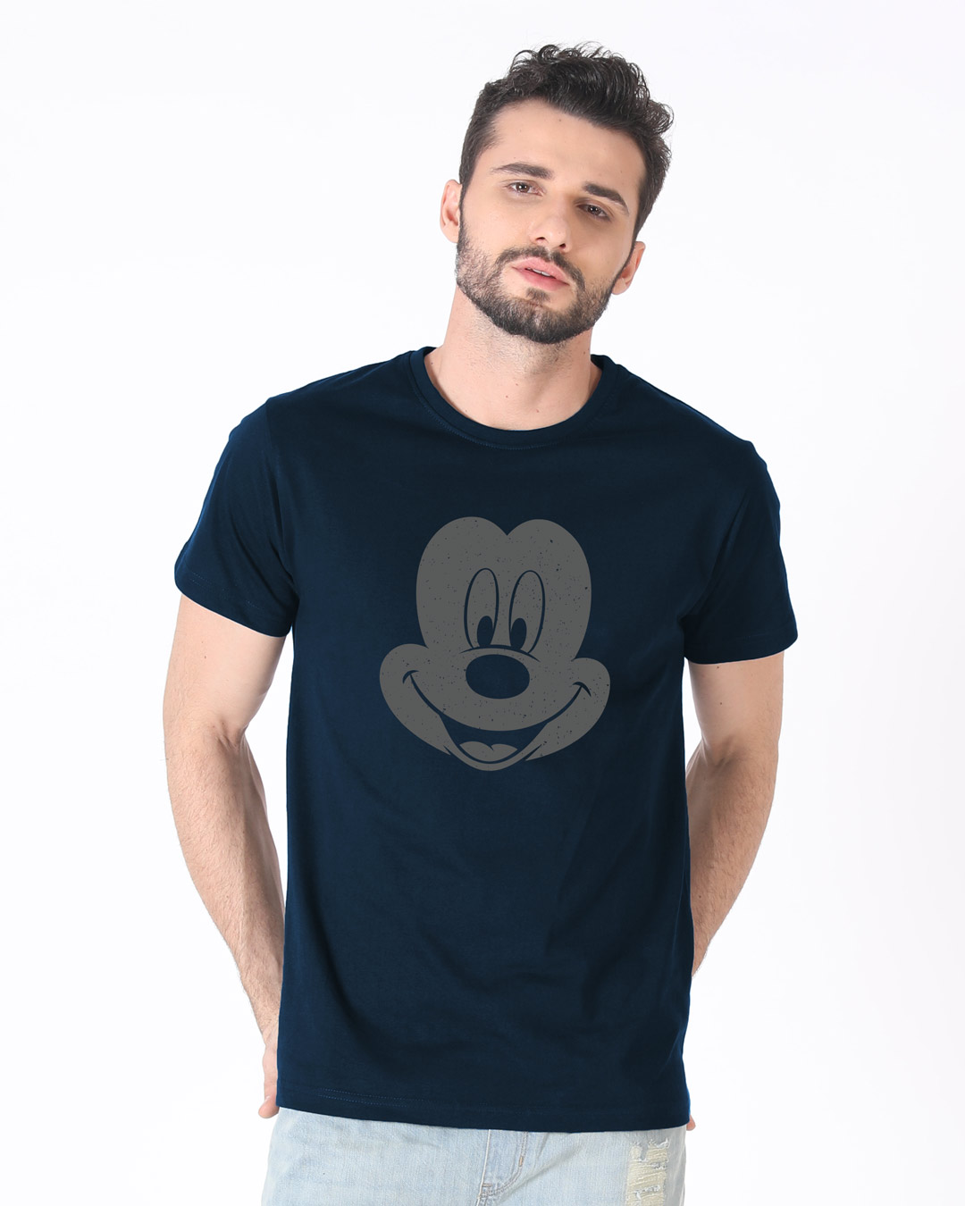 Shop Dark Mickey Face Half Sleeve T-Shirt (DL)-Back