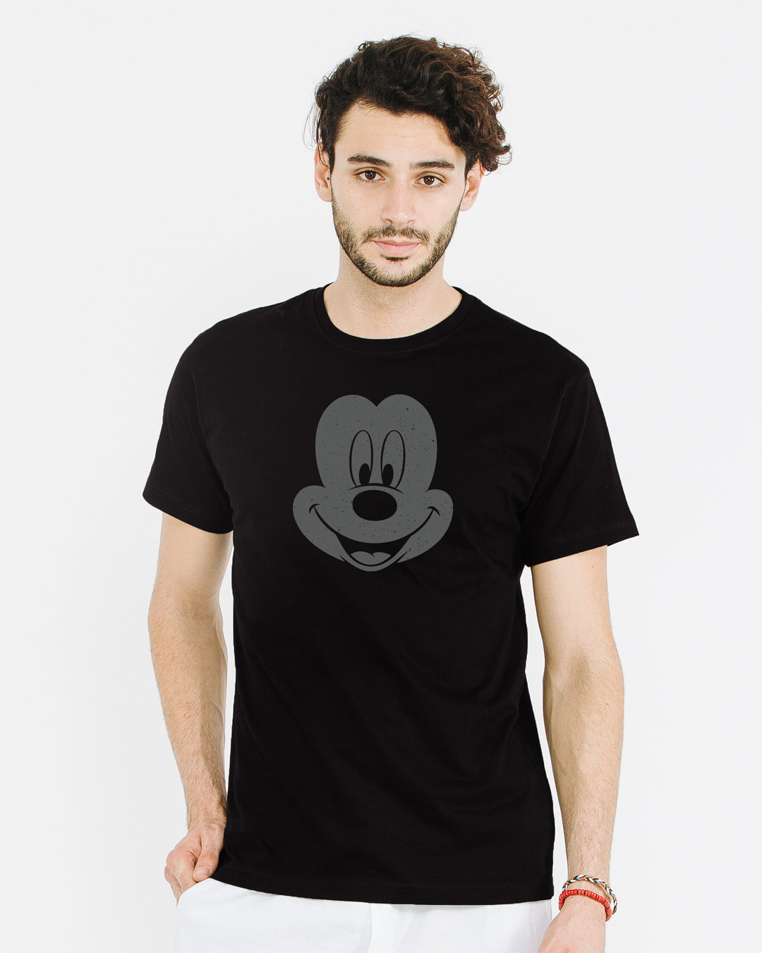 Shop Dark Mickey Face Half Sleeve T-Shirt (DL)-Back