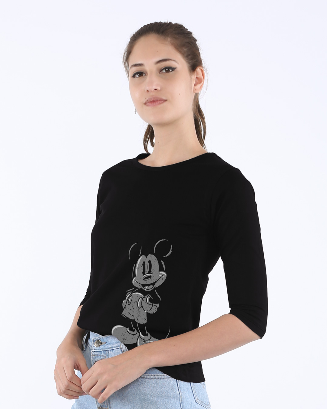 Shop Dark Mickey Round Neck 3/4th Sleeve T-Shirt (DL)-Back