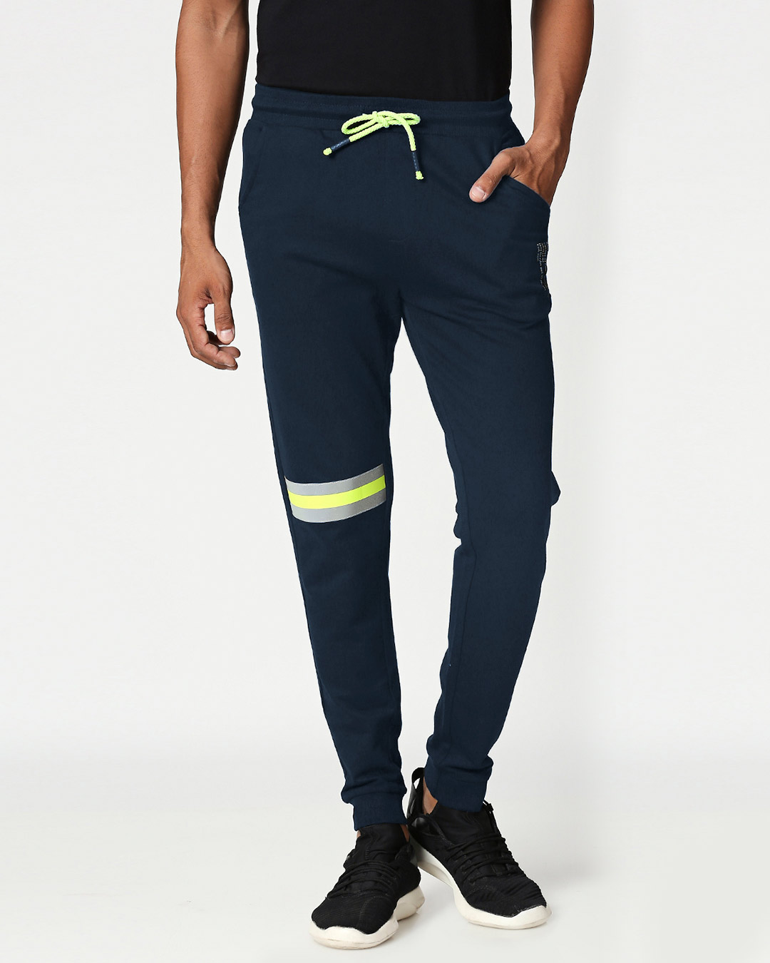 black and lime green joggers