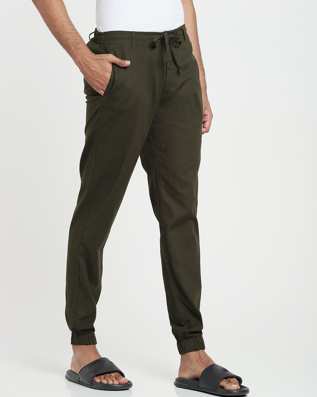 Shop Men's Dark Olive Joggers-Back