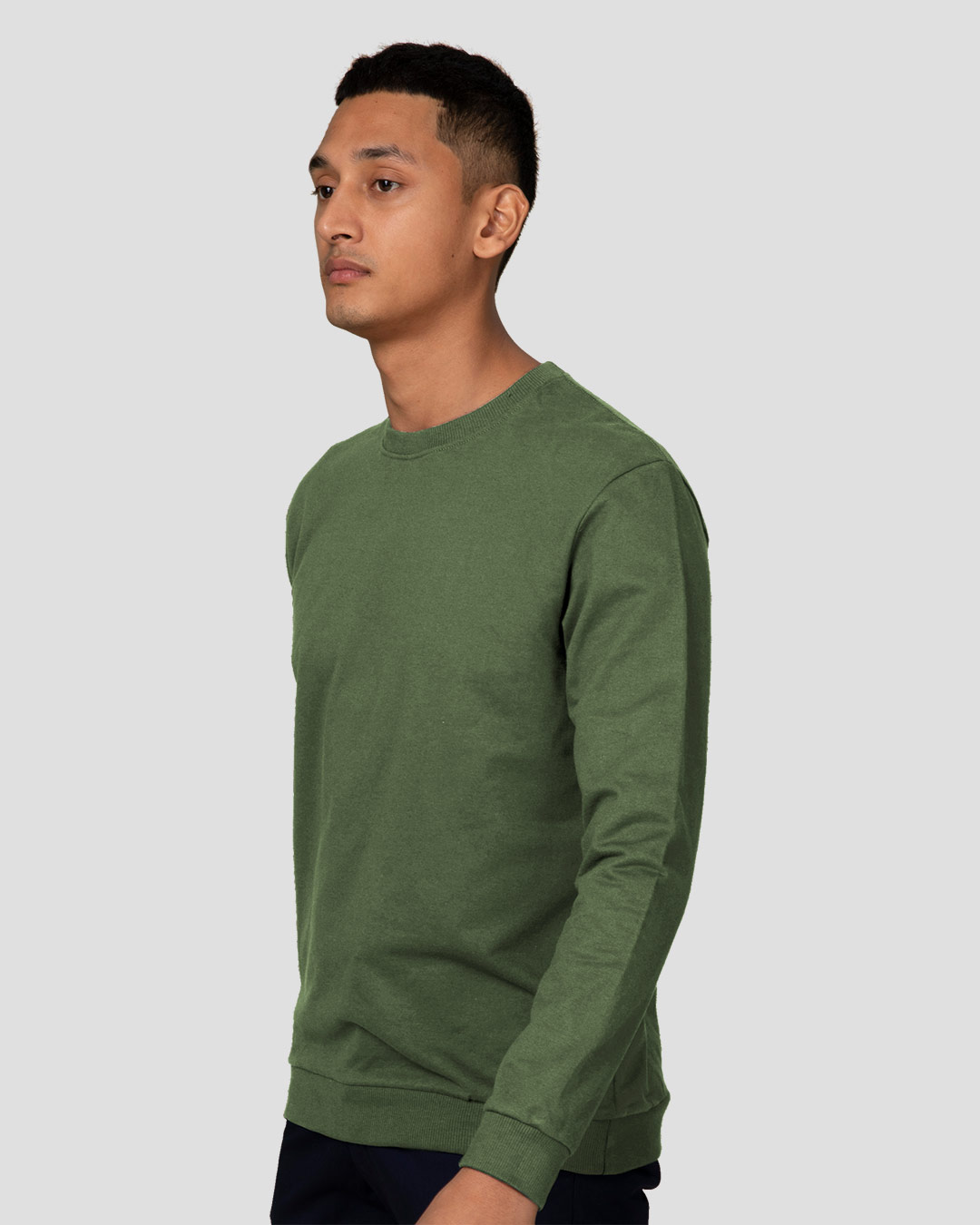 Shop Dark Olive Fleece Light Sweatshirt-Back