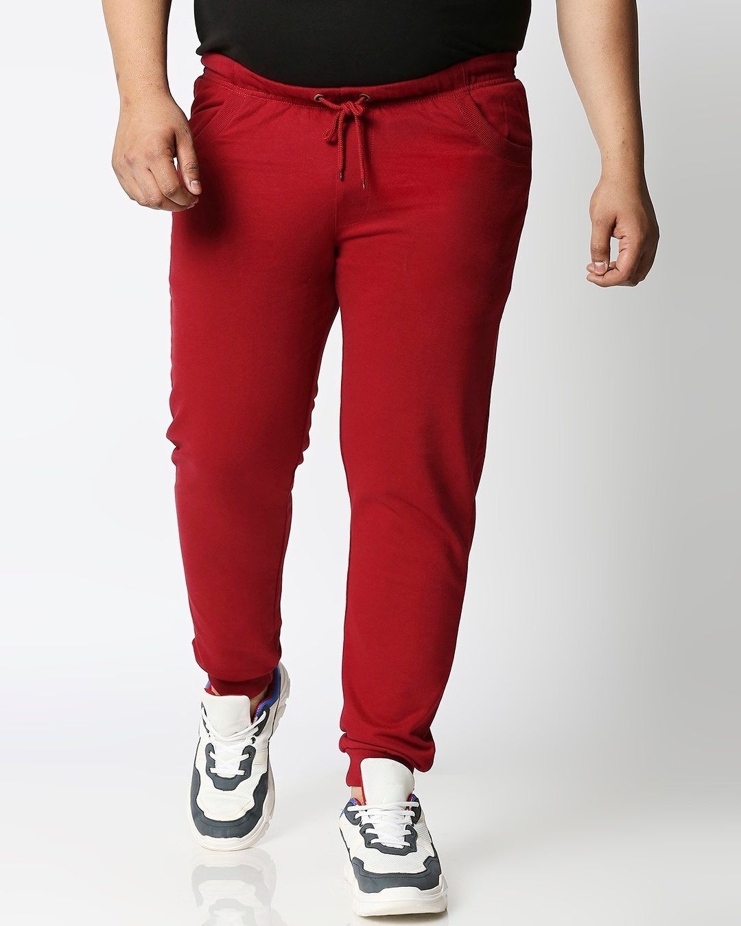 Shop Dark Red Plus Size Casual Jogger Pants-Back