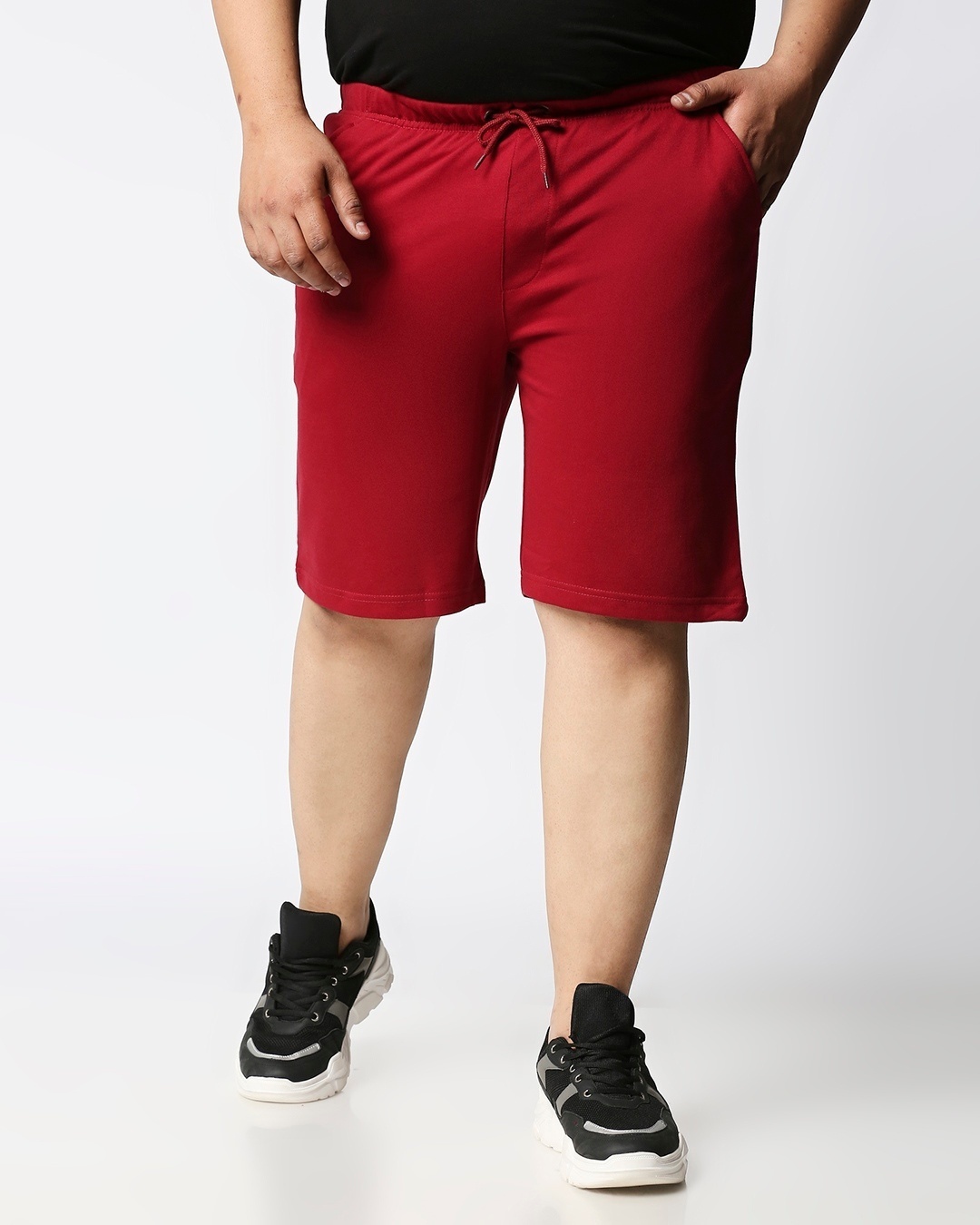 Shop Dark Red Plus Size Casual Shorts-Back