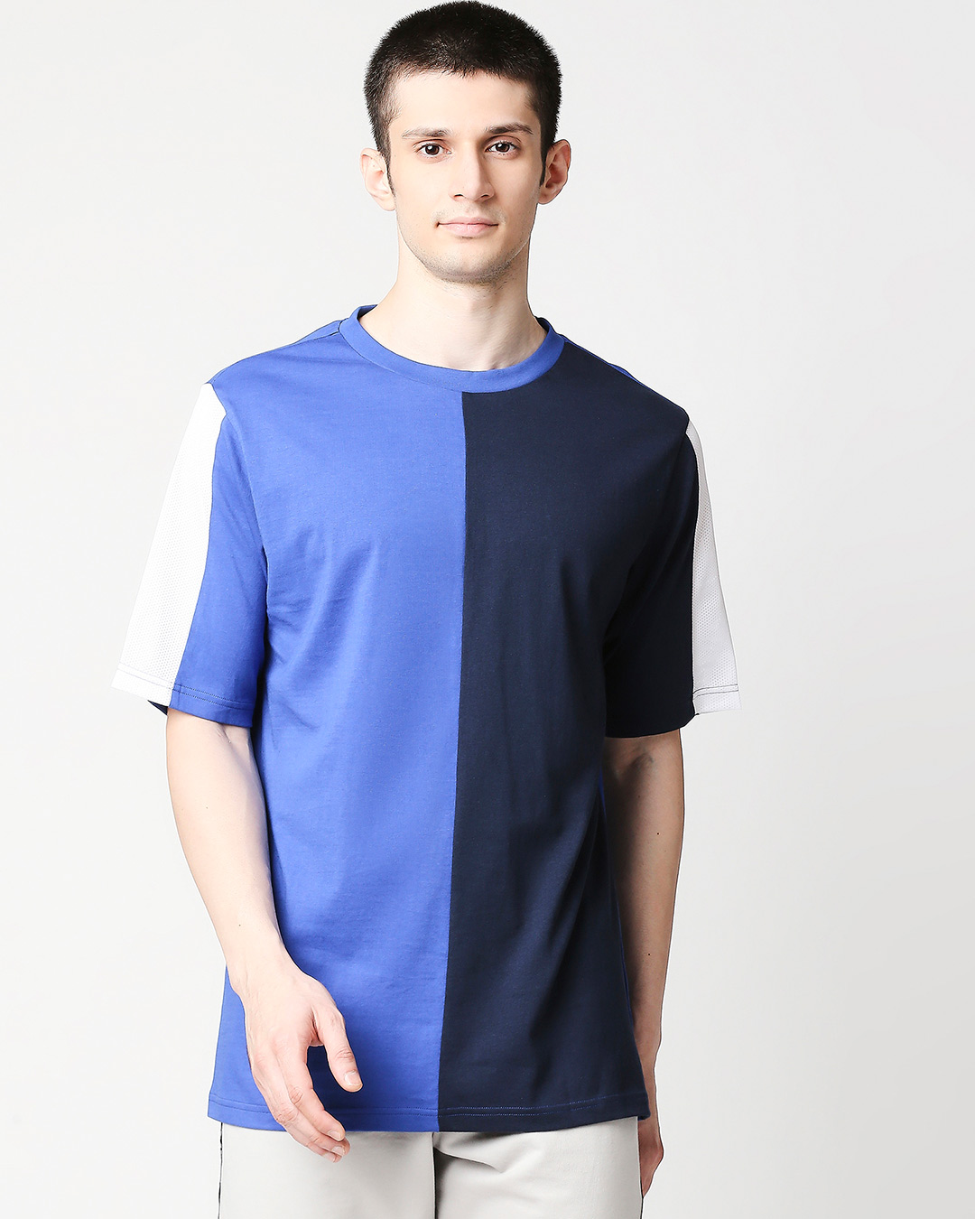 Shop Dazzling Blue Half and Half T-Shirt-Back