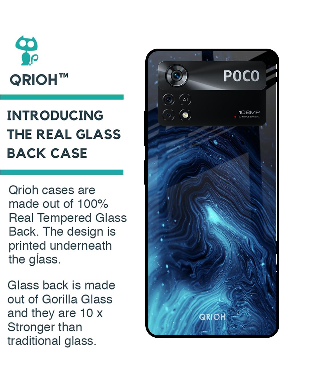Shop Dazzling Ocean Gradient Premium Glass Cover for Poco X4 Pro 5G (Shock Proof Scratch Resistant)-Back