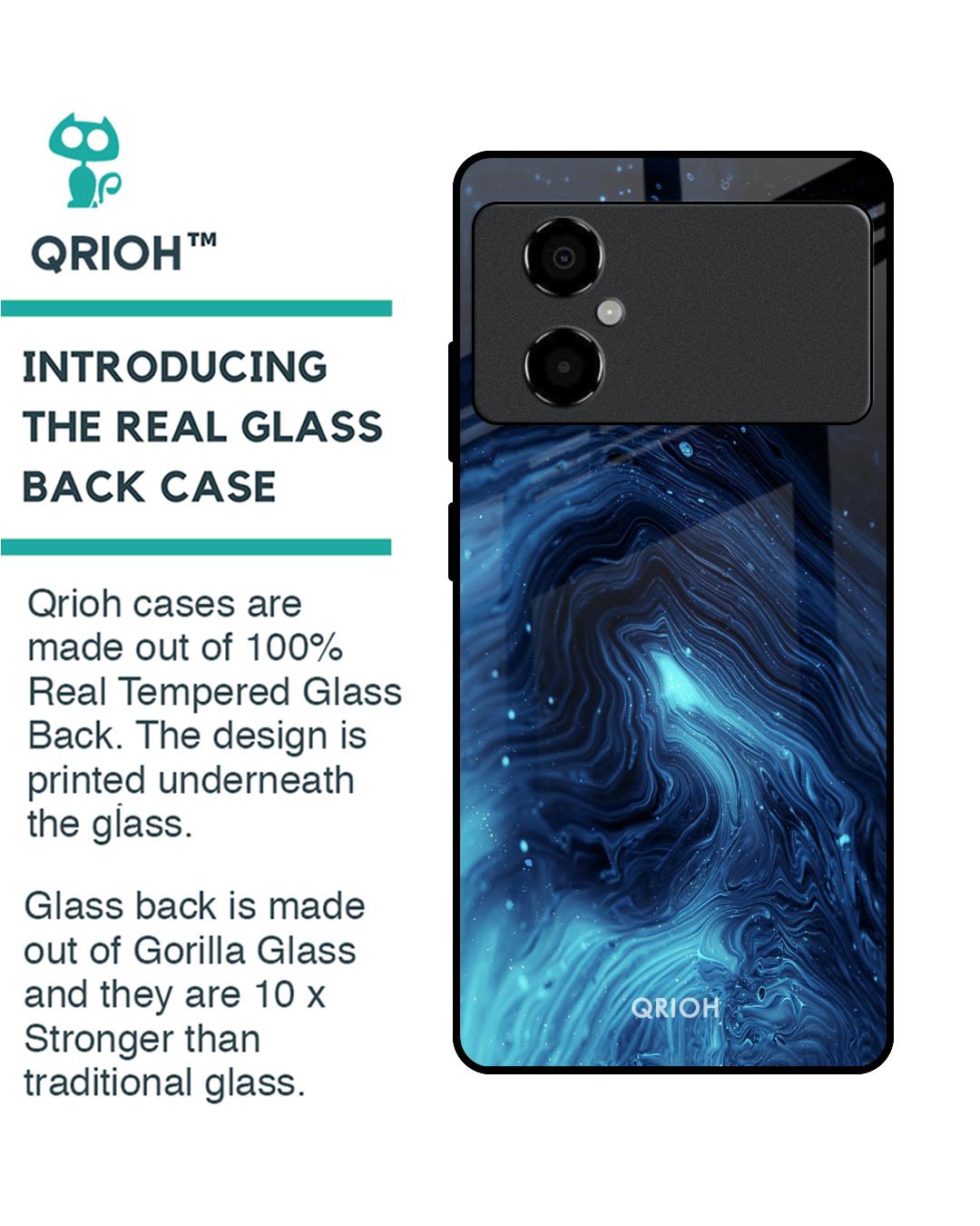 Shop Dazzling Ocean Gradient Printed Premium Glass Case for Poco M4 5G (Shock Proof,Scratch Resistant)-Back