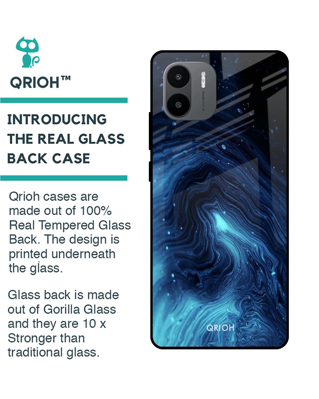Shop Dazzling Ocean Gradient Printed Premium Glass Case for Redmi A1plus (Shock Proof,Scratch Resistant)-Back