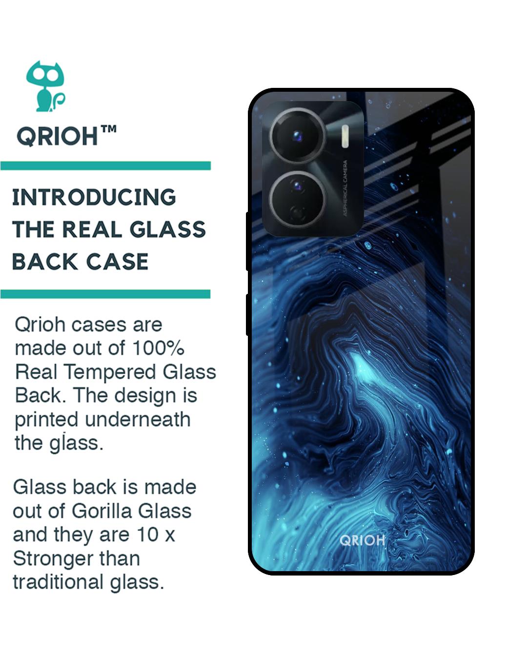Shop Dazzling Ocean Gradient Printed Premium Glass Case for Vivo Y16 (Shock Proof,Scratch Resistant)-Back
