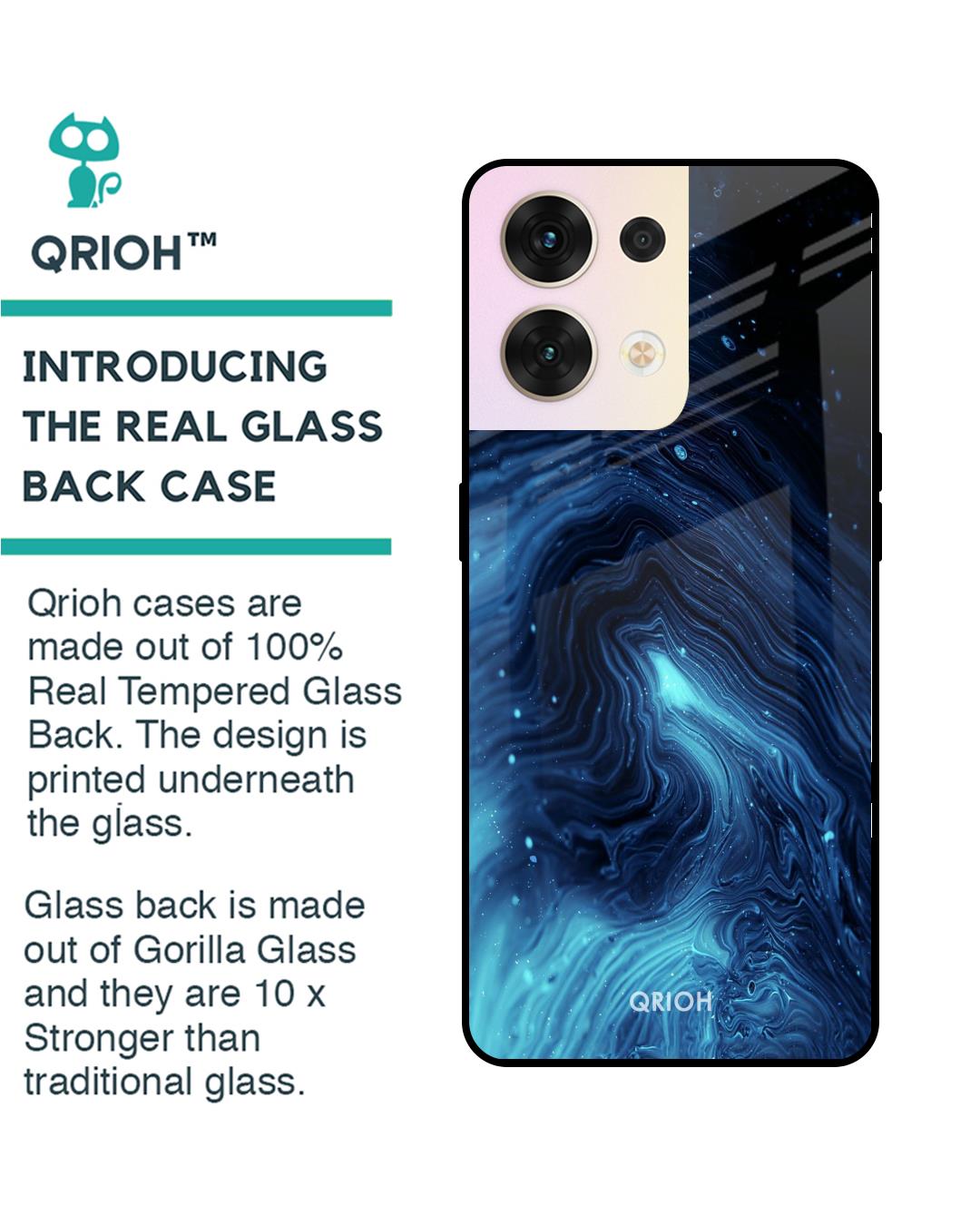 Shop Dazzling Gradient Printed Premium Glass Cover for Oppo Reno8 5G (Shock Proof, Scratch Resistant)-Back