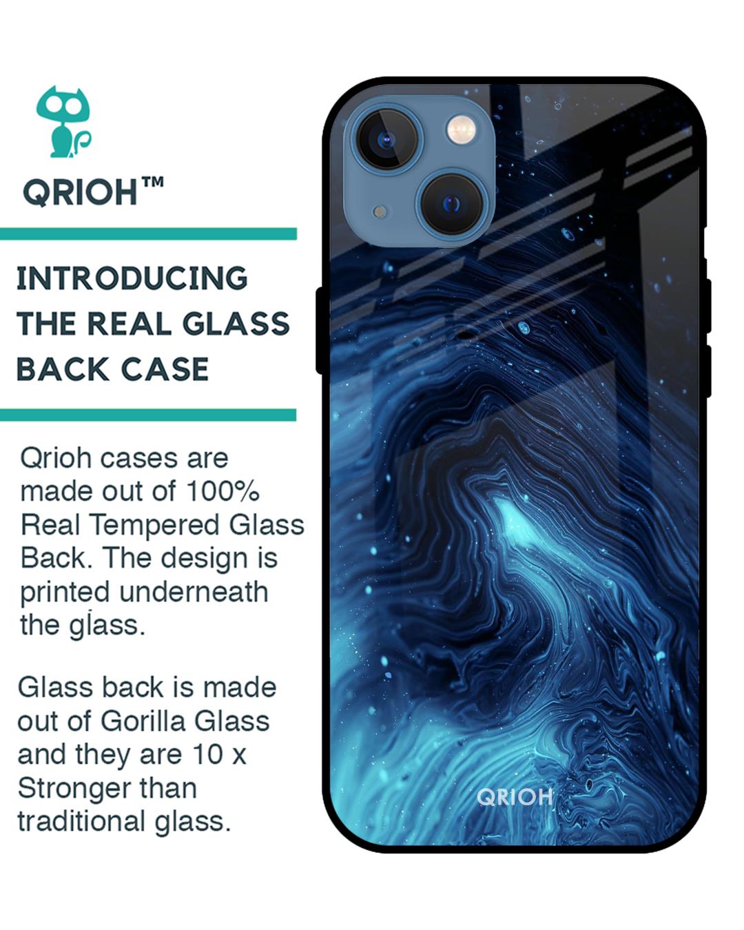 Shop Dazzling Ocean Printed Premium Glass Cover For iPhone 13 mini (Impact Resistant, Matte Finish)-Back