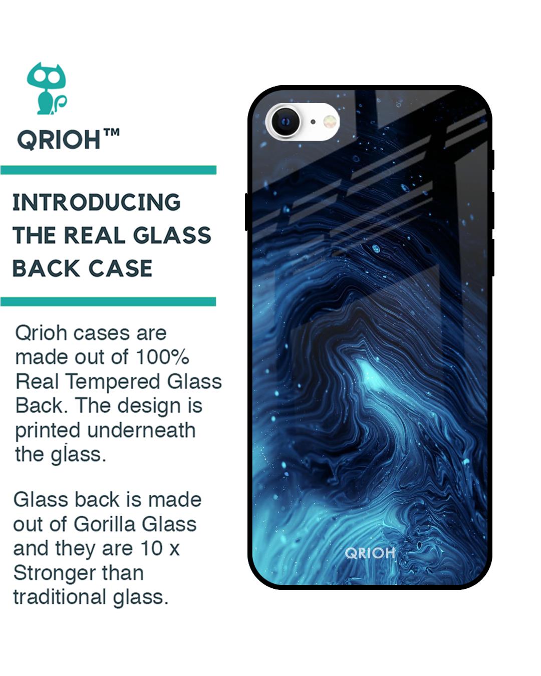 Shop Dazzling Ocean Printed Premium Glass Cover For iPhone SE 2022 (Impact Resistant, Matte Finish)-Back