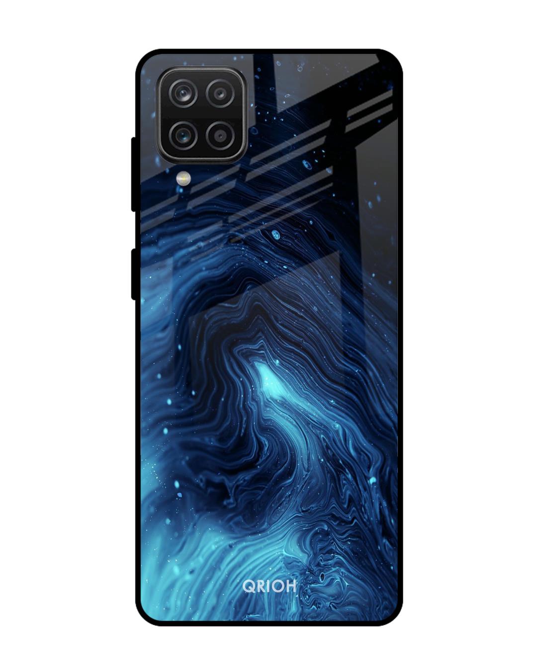 Shop Dazzling Ocean Printed Premium Glass Cover For  A12(Impact Resistant, Matte Finish)-Back