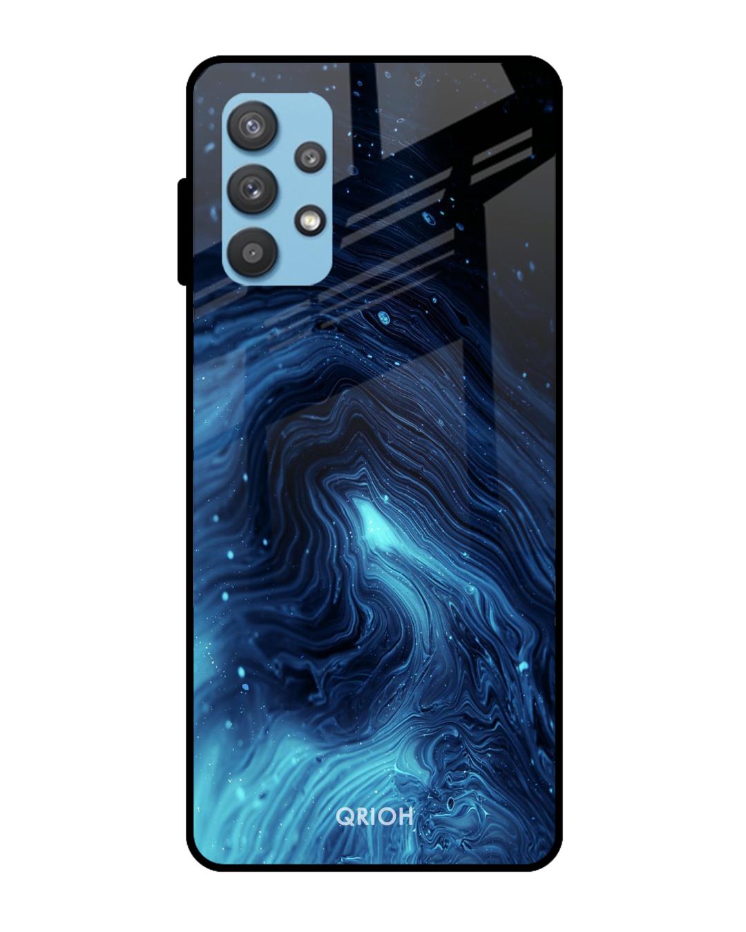 Shop Dazzling Ocean Printed Premium Glass Cover For  A32(Impact Resistant, Matte Finish)-Back