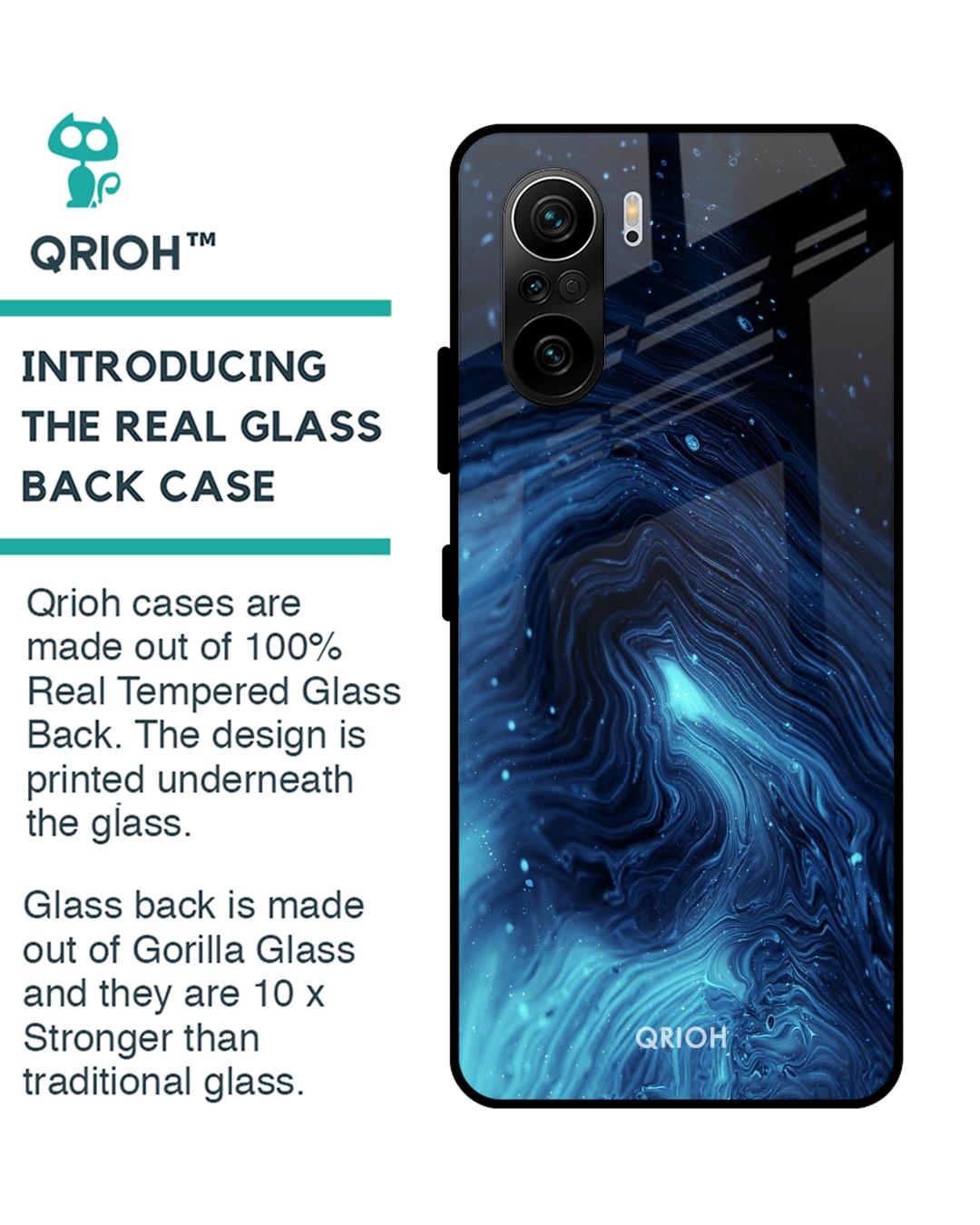 Shop Dazzling Ocean Printed Premium Glass Cover For Mi 11X (Impact Resistant, Matte Finish)-Back