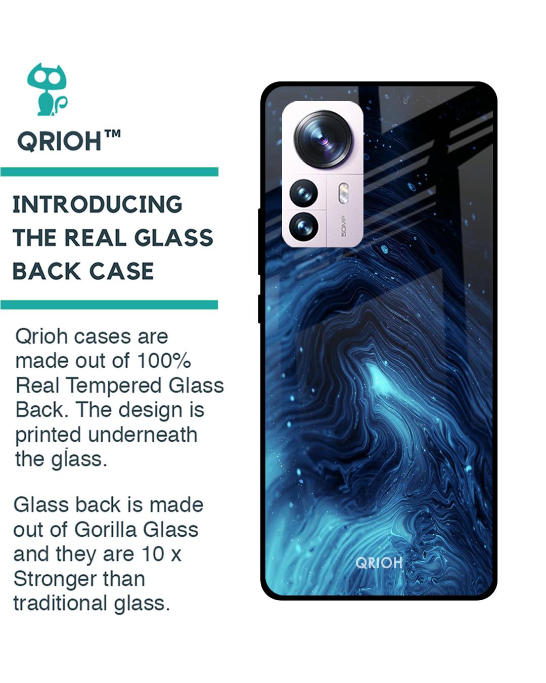 Shop Dazzling Ocean Printed Premium Glass Cover For Mi 12 Pro 5G (Impact Resistant, Matte Finish)-Back