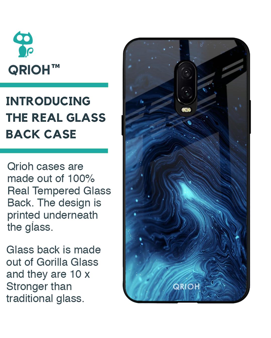 Shop Dazzling Ocean Printed Premium Glass Cover For OnePlus 6T (Impact Resistant, Matte Finish)-Back