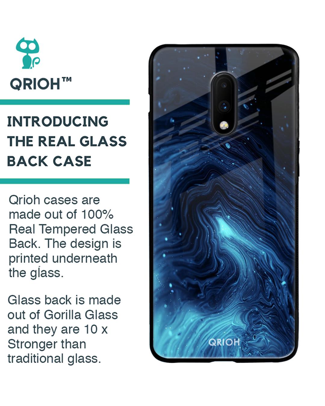 Shop Dazzling Ocean Printed Premium Glass Cover For OnePlus 7 (Impact Resistant, Matte Finish)-Back