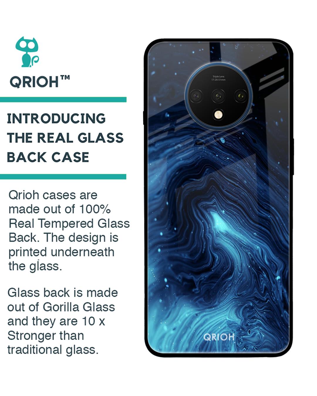Shop Dazzling Ocean Printed Premium Glass Cover For OnePlus 7T (Impact Resistant, Matte Finish)-Back