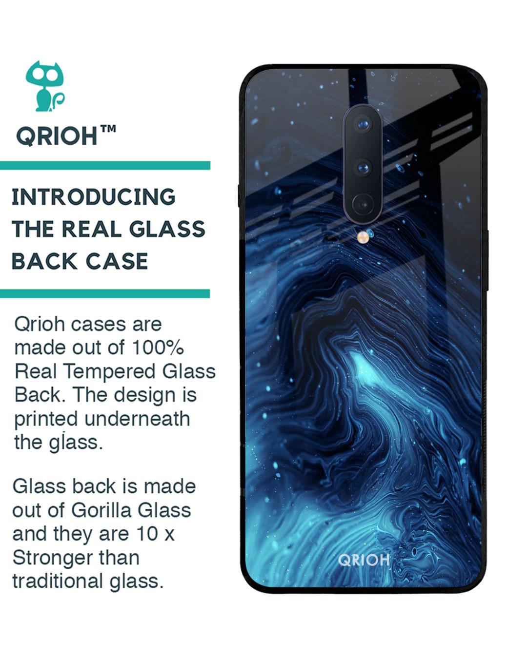 Shop Dazzling Ocean Printed Premium Glass Cover For OnePlus 8 (Impact Resistant, Matte Finish)-Back