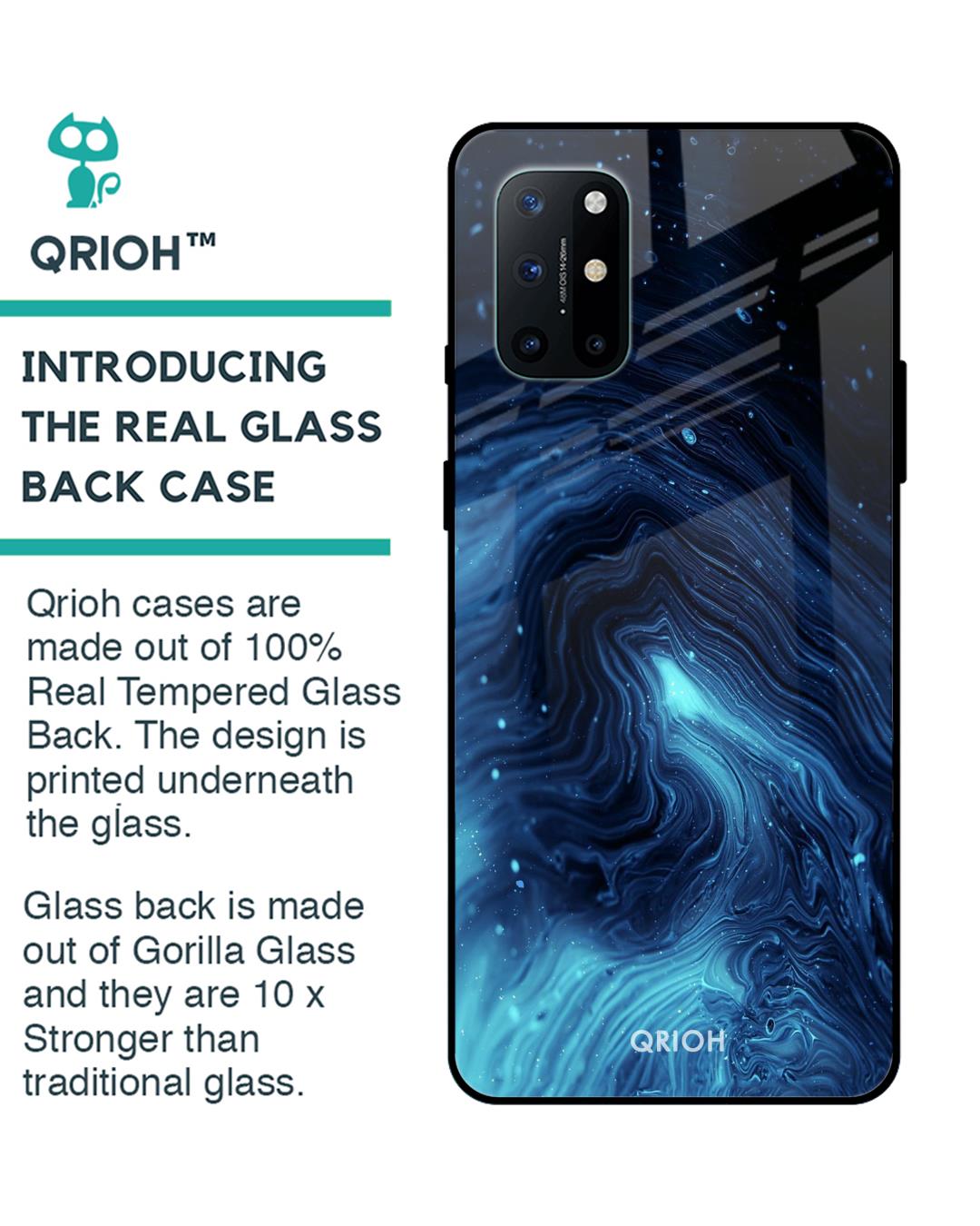 Shop Dazzling Ocean Printed Premium Glass Cover For OnePlus 8T (Impact Resistant, Matte Finish)-Back