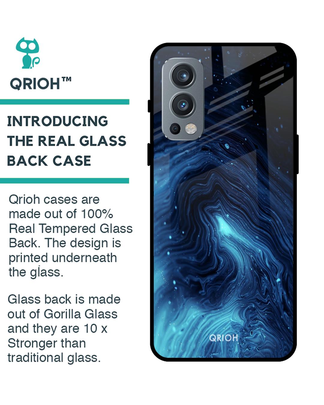 Shop Dazzling Ocean Printed Premium Glass Cover For OnePlus Nord 2 5G (Impact Resistant, Matte Finish)-Back