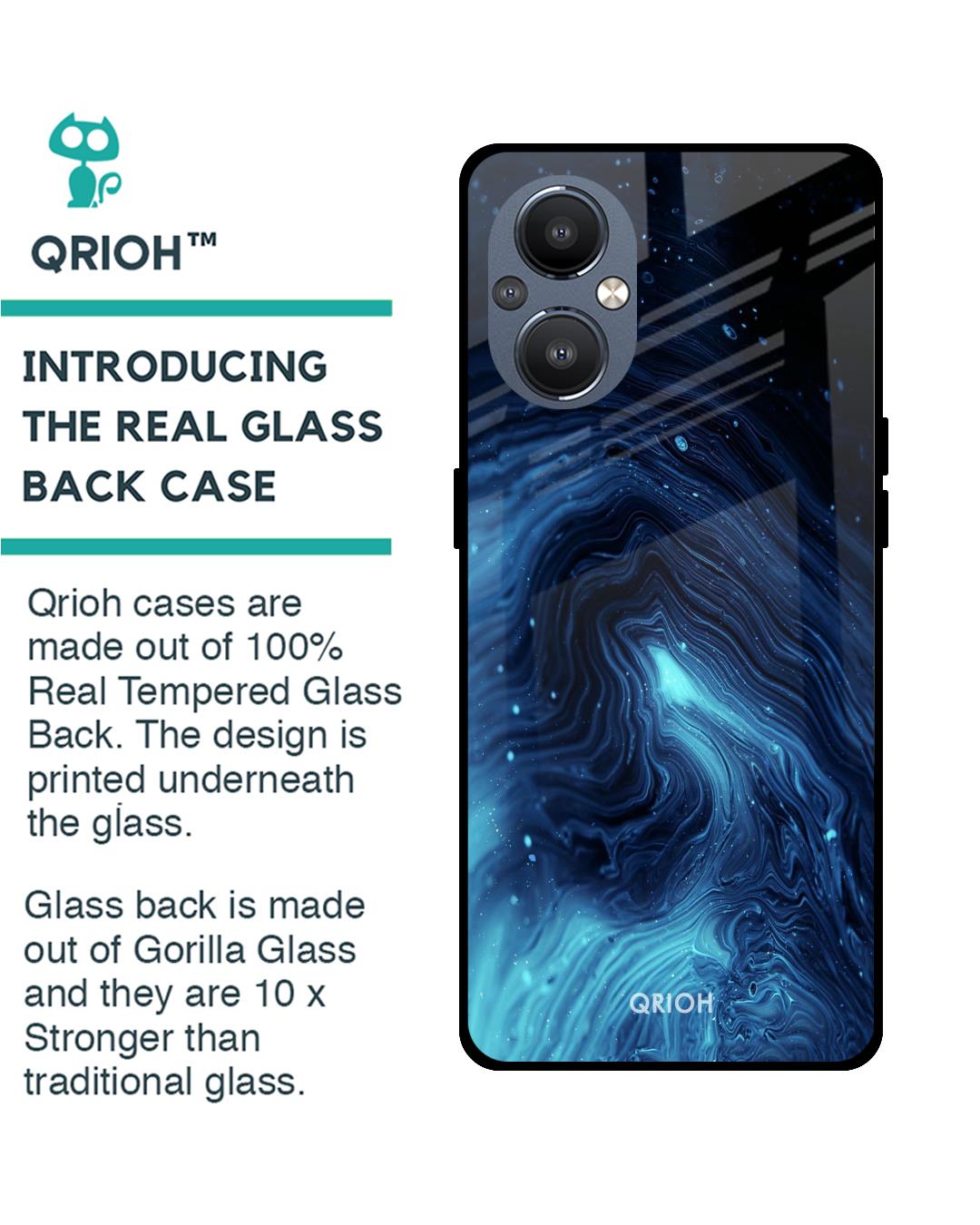 Shop Dazzling Ocean Printed Premium Glass Cover For OnePlus Nord N20 5G (Impact Resistant, Matte Finish)-Back