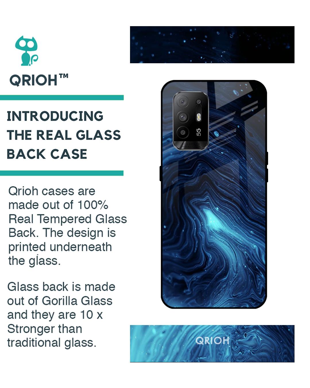 Shop Dazzling Ocean Printed Premium Glass Cover For Oppo F19 Pro Plus (Impact Resistant, Matte Finish)-Back
