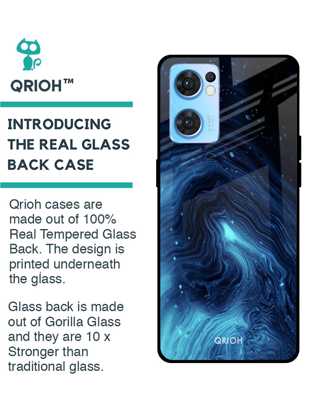 Shop Dazzling Ocean Printed Premium Glass Cover For Oppo Reno7 5G (Impact Resistant, Matte Finish)-Back