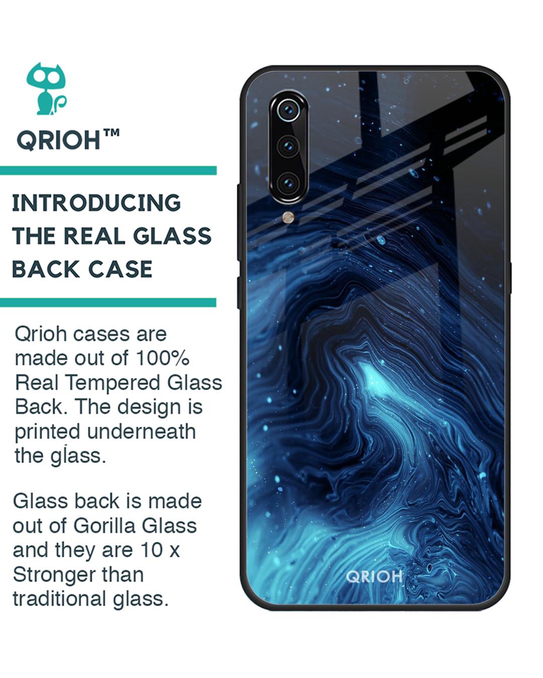 Shop Dazzling Ocean Printed Premium Glass Cover For Xiaomi Mi A3 (Impact Resistant, Matte Finish)-Back