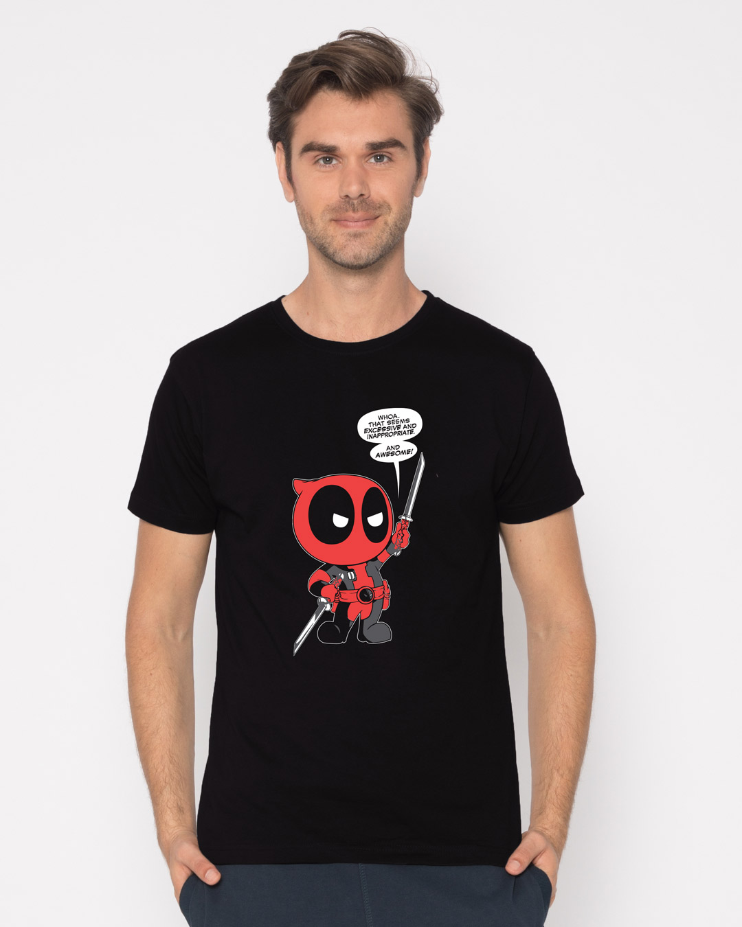 Shop Deadpool Awesome Half Sleeve T-Shirt (DPL)-Back