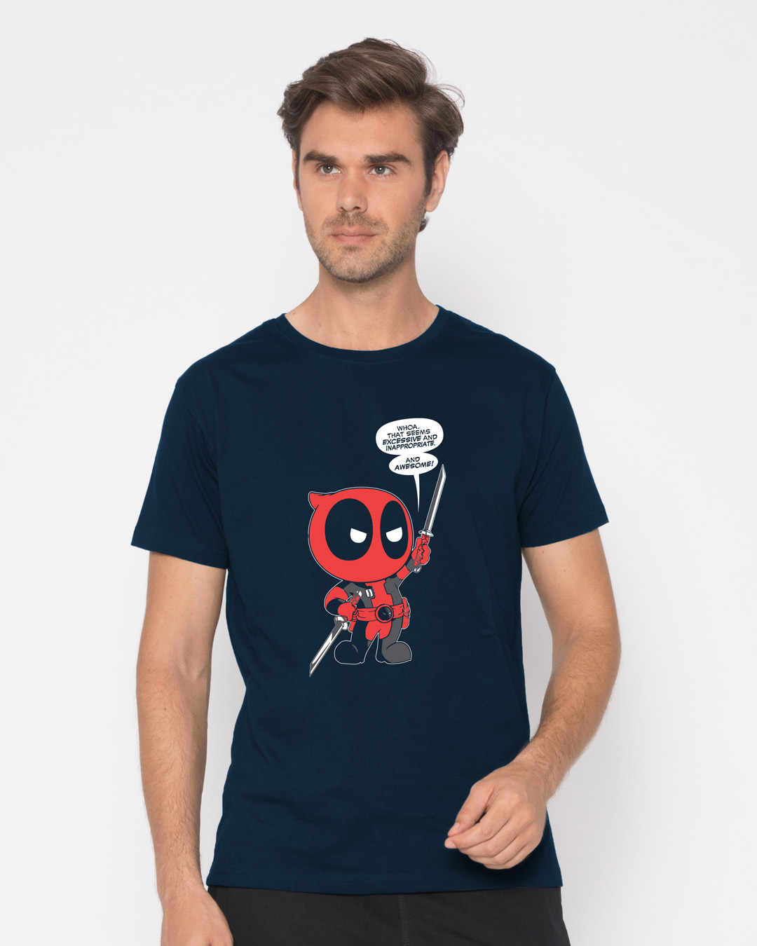 Shop Deadpool Awesome Half Sleeve T-Shirt (DPL)-Back