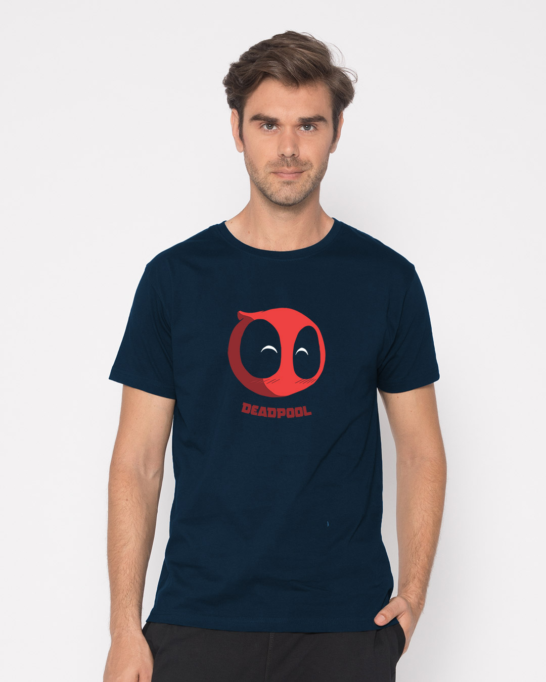 Shop Deadpool Face Half Sleeve T-Shirt (DPL)-Back