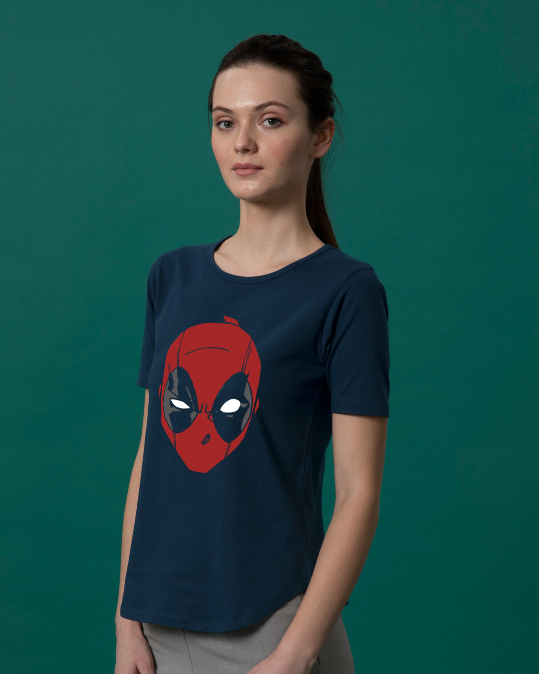 Shop Deadpool Mask Basic Round Hem T-Shirt (DPL)-Back