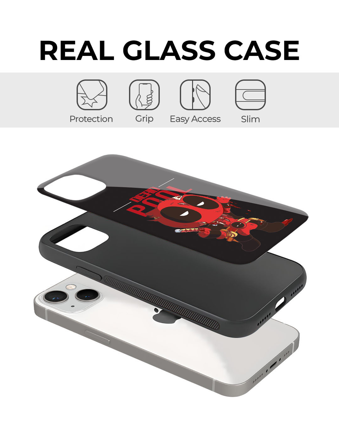 Shop Deadpool Premium Glass Cover for Apple iPhone 13-Back