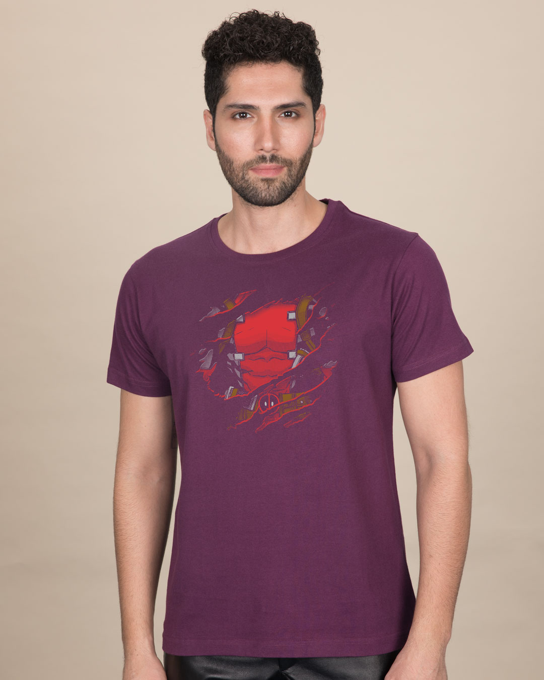 Shop Deadpool Torn Half Sleeve T-Shirt (DPL)-Back
