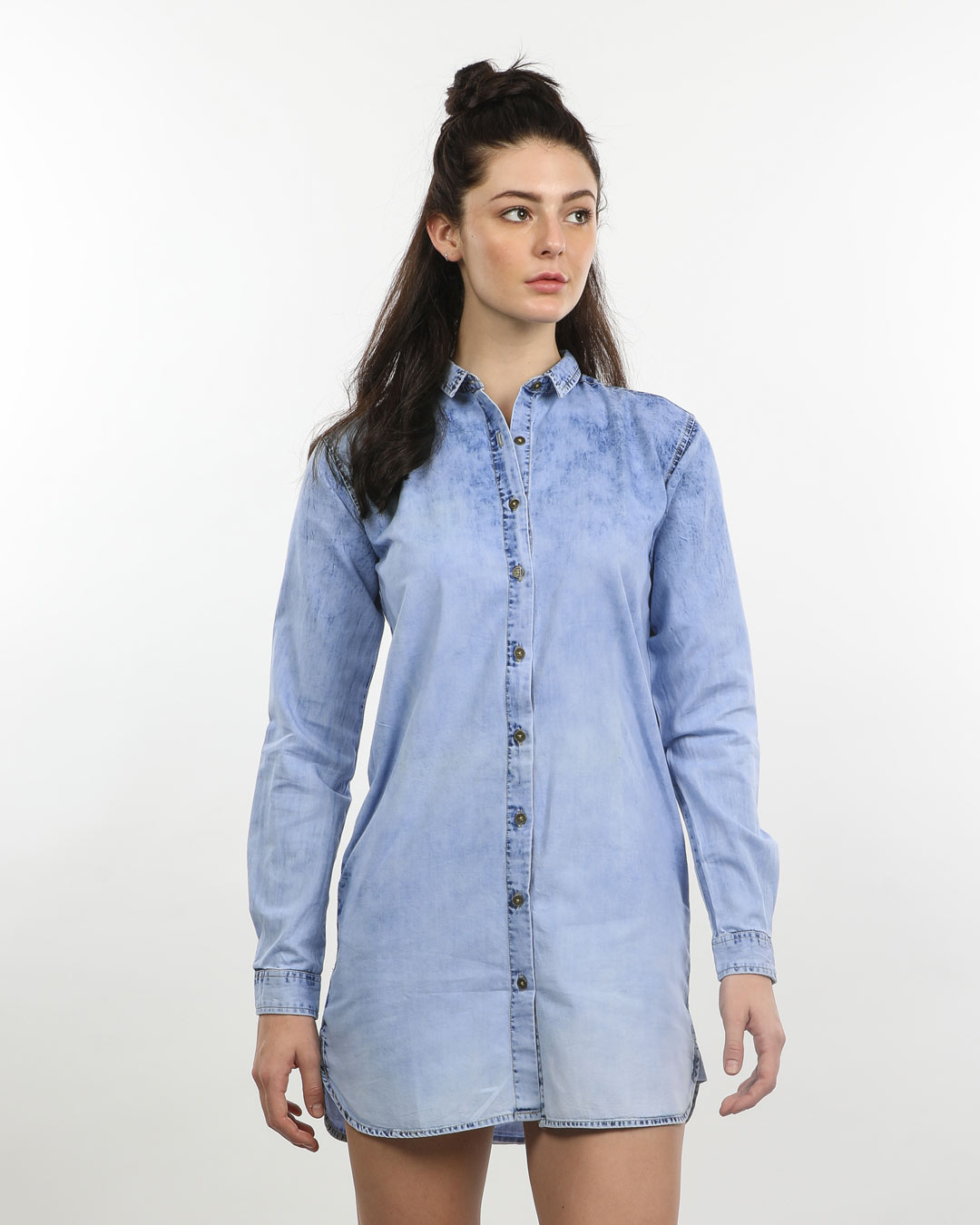 Buy Deep Azure Blue Denim Shirt Dress Online at Bewakoof