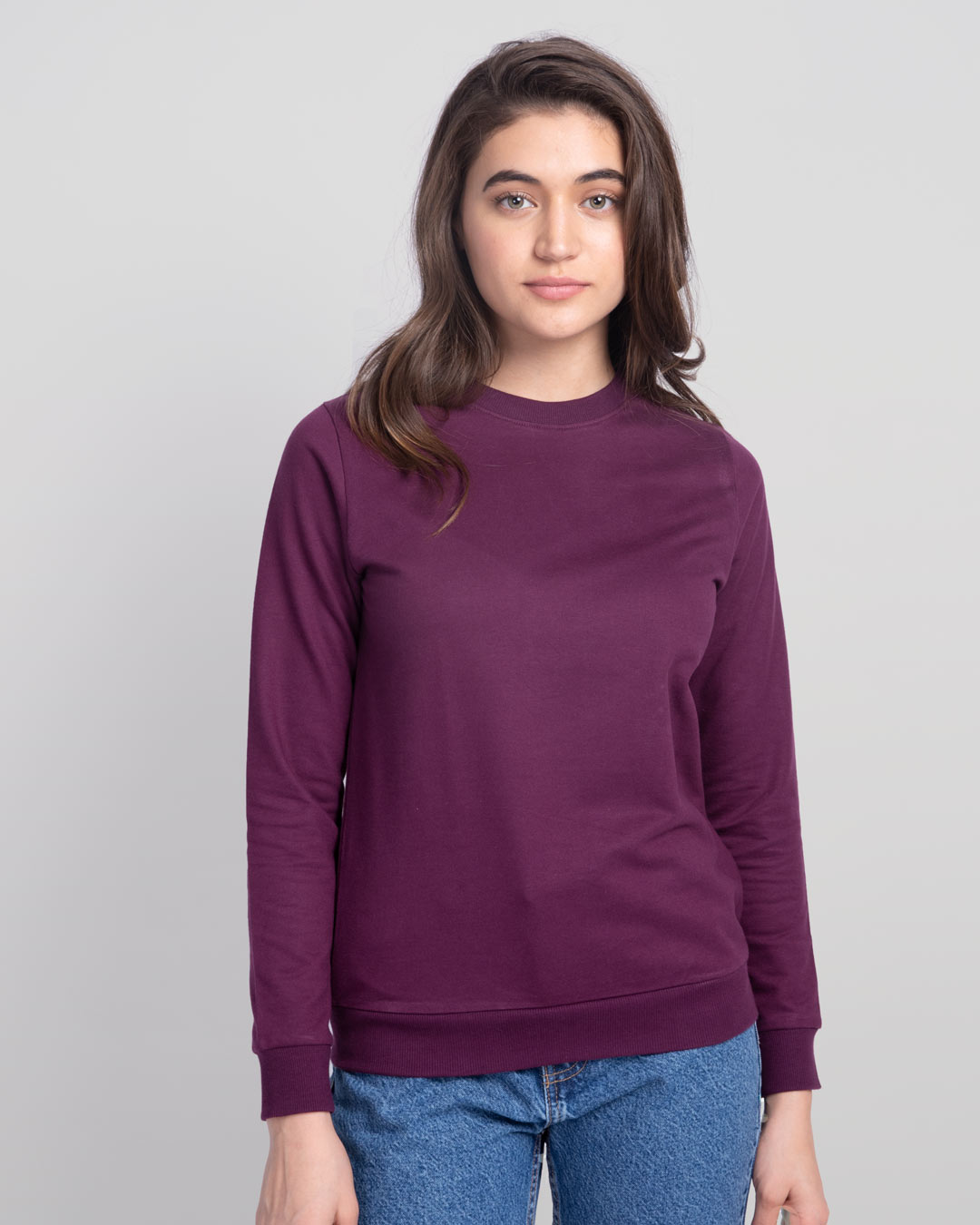 Buy Deep Purple Fleece Light Sweatshirt for Women purple Online at Bewakoof